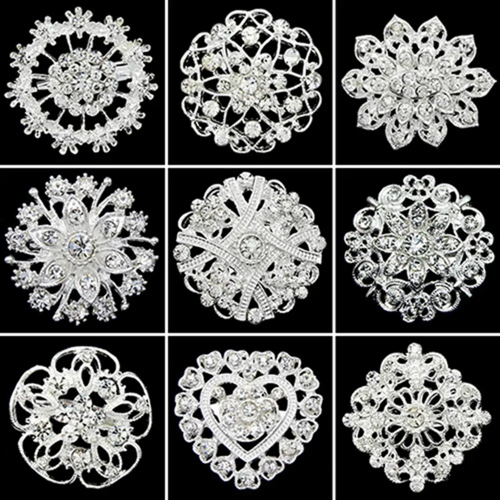 

Breastpin Shiny Anti-rust Women Flower Heart Rhinestone Brooch Pin for Wedding Badge Breastpin Brooch Pin Clothes Badge Vintage
