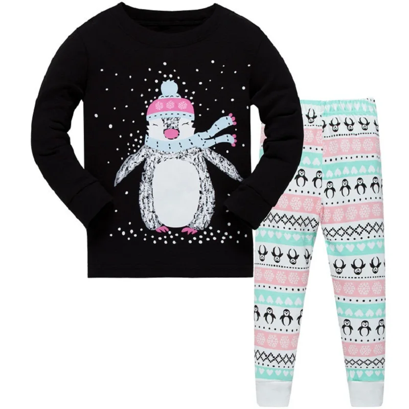 Пижамы для маленьких девочек с изображением животных комплекты одежды для детей 3, 4, 5, 6, 7, 8 лет комплекты одежды для девочек, футболки штаны, одежда для сна хлопок - Цвет: 22