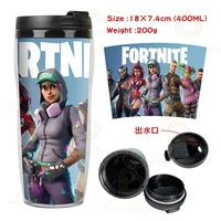 400ml fortnite student drinking cup cartoon creative water cup double insulated plastic cup kid birthday toys gift