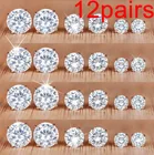 Модные 12 парженские серьги-гвоздики с кристаллами, блестящие круглые серьги, ювелирные изделия, подарок