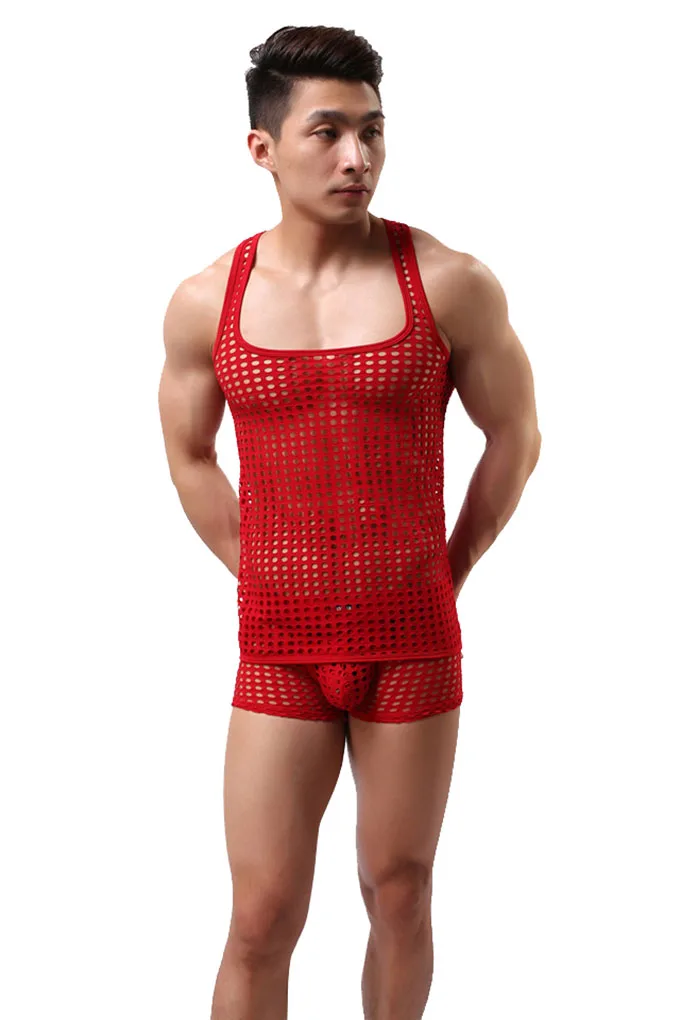 Пикантный модный мужской пижамный комплект Лето 2019 дышащий жилет с вырезами и