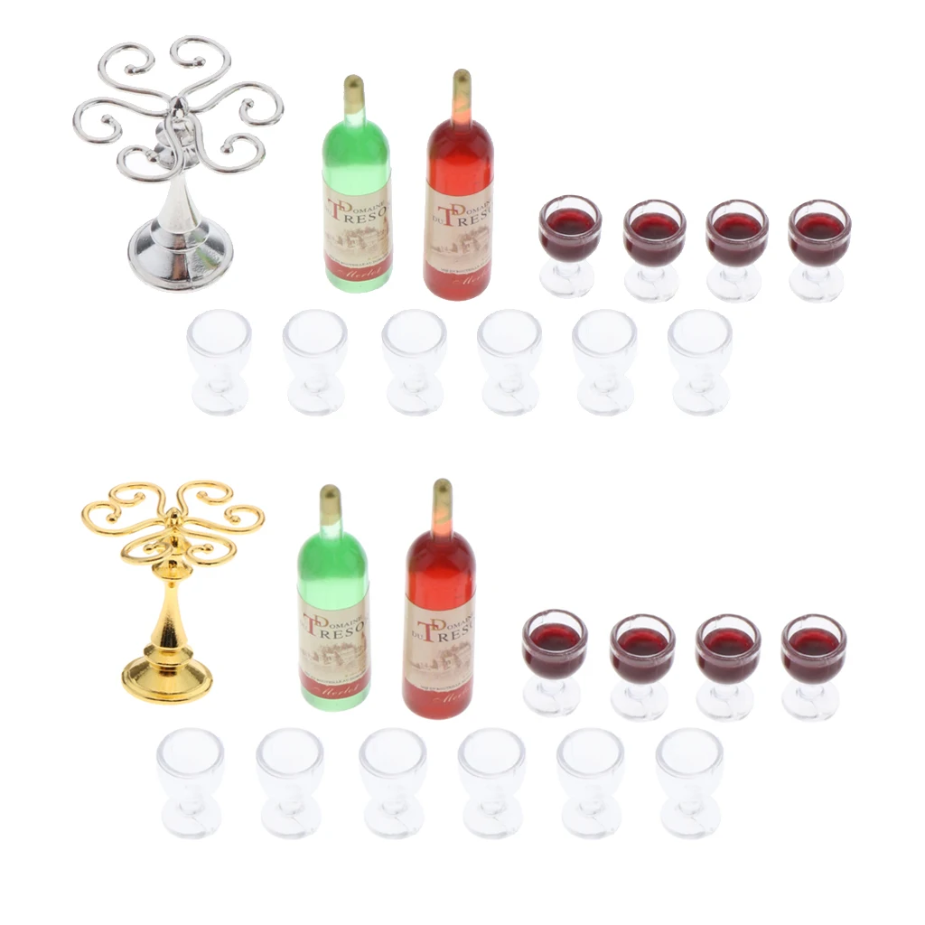 

13 Pieces 1:12 Dollhouse Wineglass Goblet Rack Wine Cups Doll Decor Kids Toy