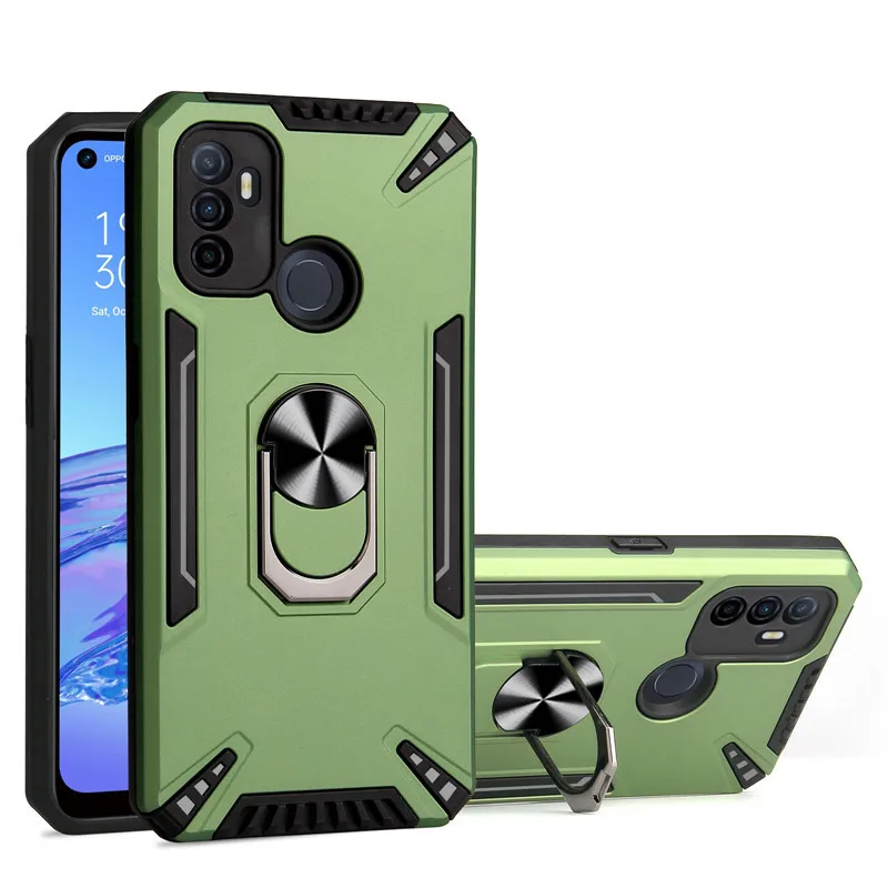 

For OPPO A15 A52 A53 A53S A72 A92 Case Shockproof Armor Ring Stand Bumper Silicone Phone Cases for OPPO A3S A5 A5S A7 A9 2020