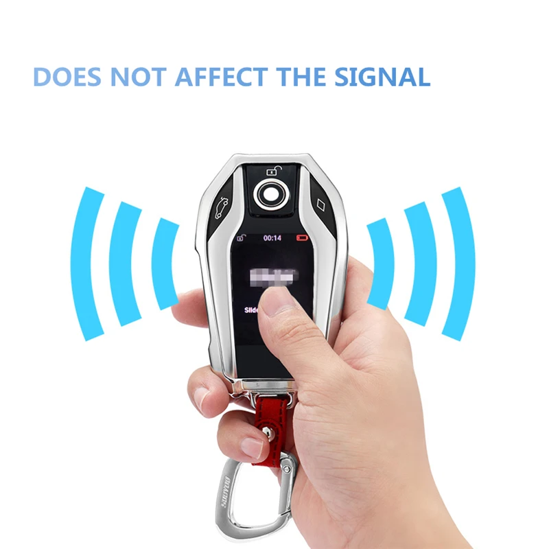 

For BMW 7 Series i8 730li 740li 750li 2017 2018 5 Series G30 X3D Display Suede Leather Zinc alloy Car Key Protection Case Cover