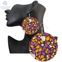 somesoor afrocentric ethnic fabric print wooden drop earrings african traditional bohemian big loops dangle for women gifts