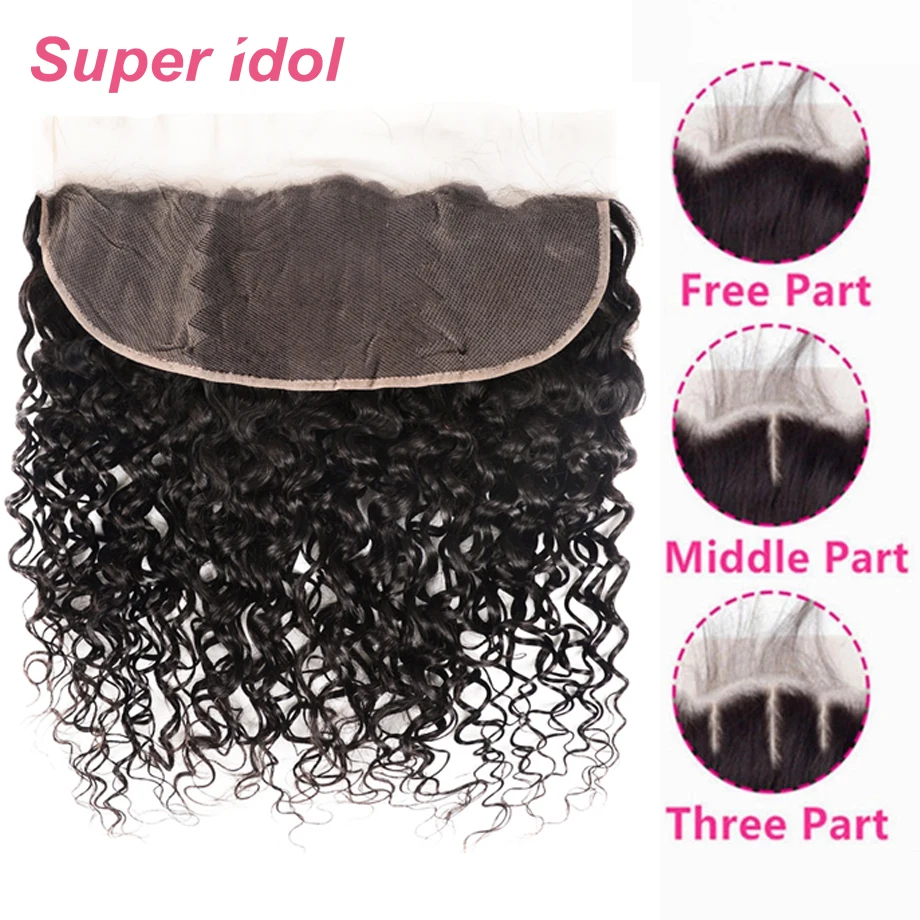 Super idol Water Wave 13X4 Lace Frontal Brazilian Hair Weave Human Hair Lace Frontal Remy Hair with Baby Hair Lace Closure