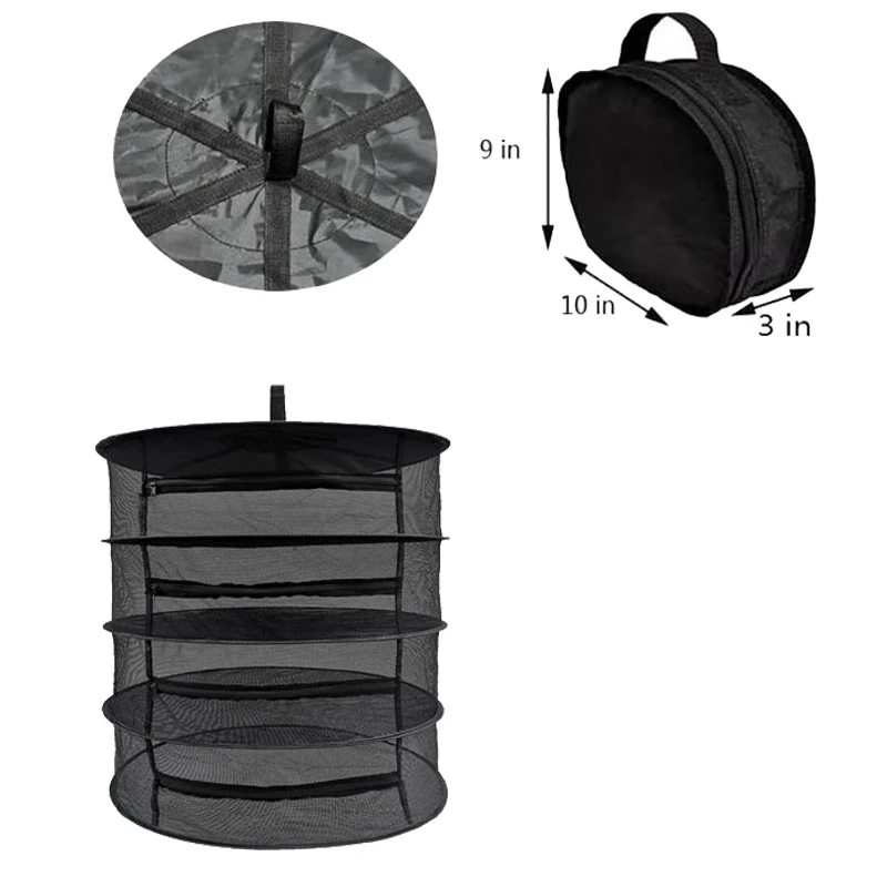 

Diameter 2 Feet (61cm) 4 Layers of Zipper Drying Net Drying Frame Closed Plant Drying Net