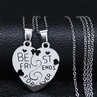 2pcs best friend stainless steel necklaces pendants for women silver color necklaces pendants jewelry gargantilla n750s01