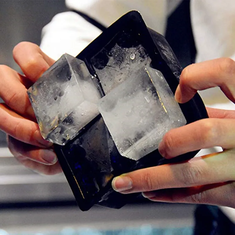 Силиконовая решетка для льда с 4 ячейками Большая квадратная крышкой коробка