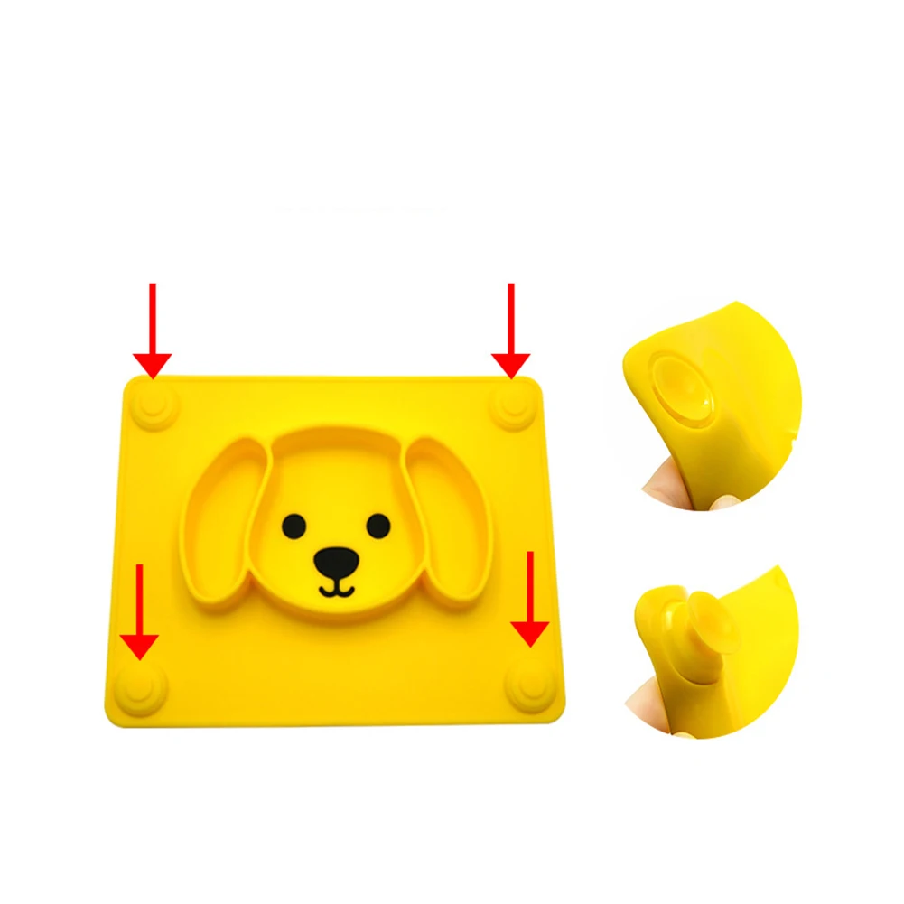 

Foldable Toddlers Cute Non Slip Leakproof Tableware Baby Placemat Child Feeding Portable Easy Clean Suction Puppy Shape Reusable