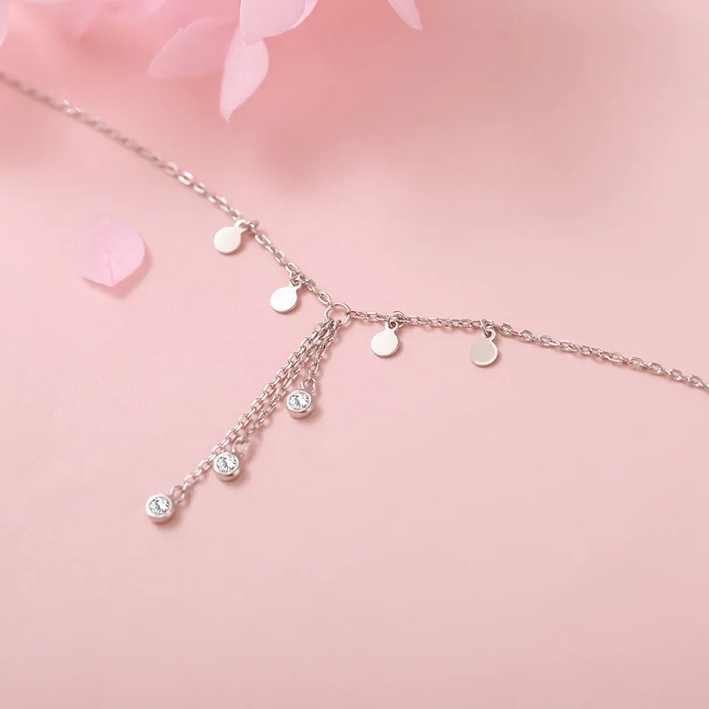 

925 Sterling Silver Peach Heart Choker Necklace Clavicle Chain Short Choker Necklace For Women Fine Jewelry Brithday Gift