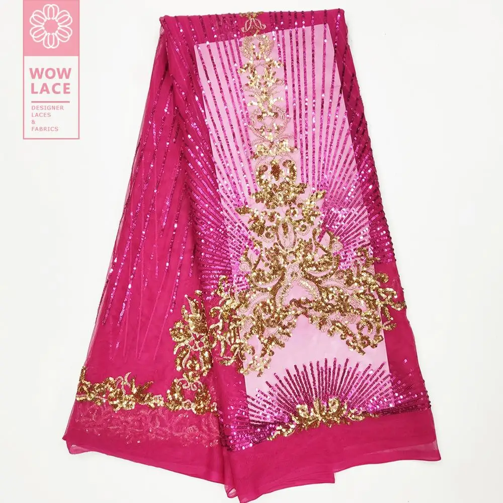 

Royal Blue And Gold Sequins Mesh Net Lace Fabrics Sequined Embroidered Mesh Tulle Laces Material Indian Women Wedding Fabrics
