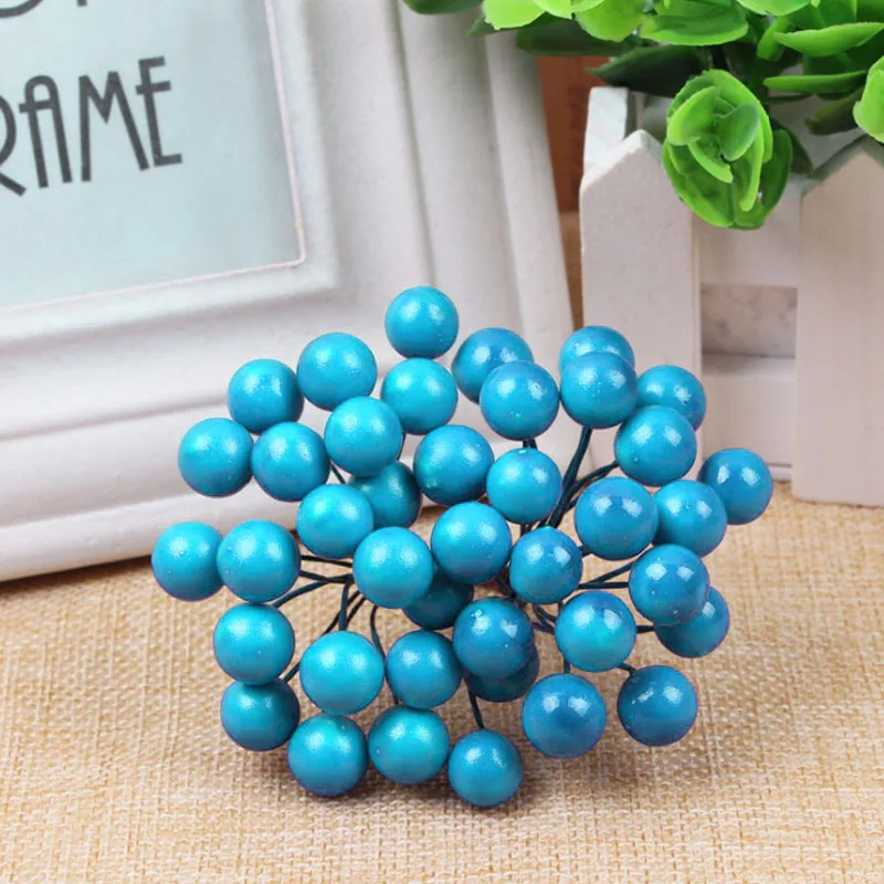 D-40pcs, миниатюрные рождественские матовые искусственные ягоды, яркие красные ягоды Холли, рождественская елка, Декоративные искусственные цветы