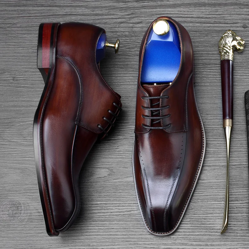 JOSHBERG Luxury Designers Black Man Shoes Genuine Leather Suits Chic Square Toe Men Dress Sapato Oxford Masculino | Обувь