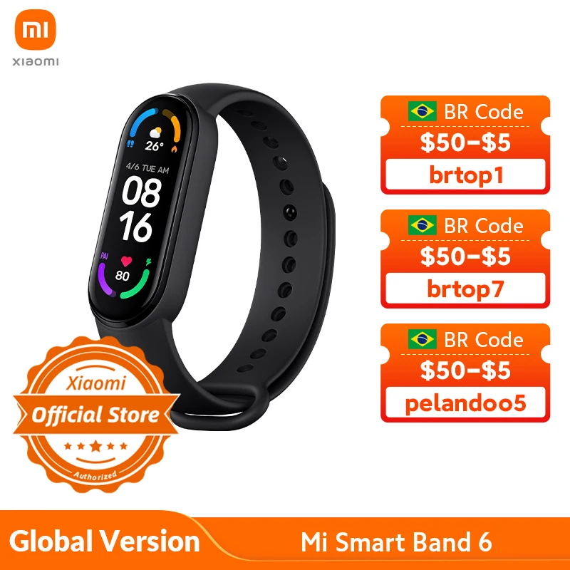 Умный браслет Xiaomi Mi Smart Band 6 Global черный | Электроника