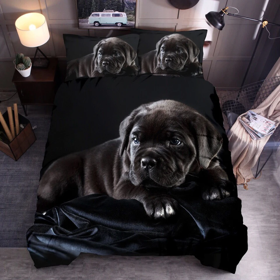 Комплект постельного белья с 3d-изображением собаки, дизайнерский комплект с пододеяльником и покрывалом с рисунком животных, для детей и ма... от AliExpress RU&CIS NEW