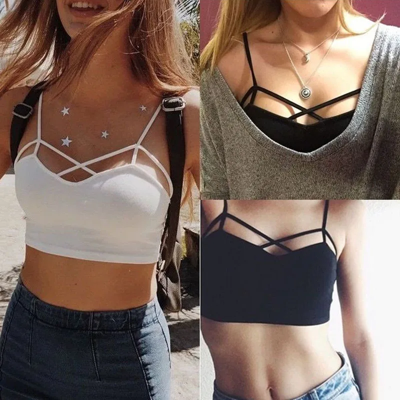 

Summer Camis Women Sexy Modal Cotton Breast Cross Vest Tops Female Short Style Backless Tank Girls Brief Fashion Tanks Topen Kni