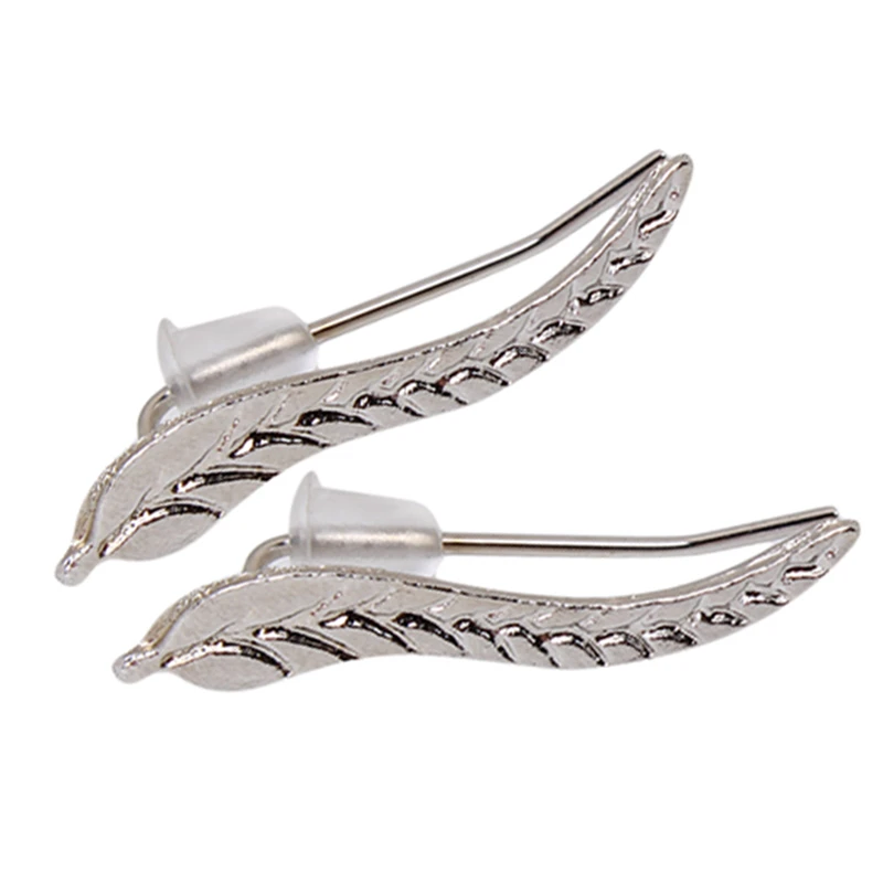 Fashion Personality Metal Leaf Simple Ear Sweep Wrap Gold Color Climber Leafs Clip Cuffs Earrings | Украшения и аксессуары