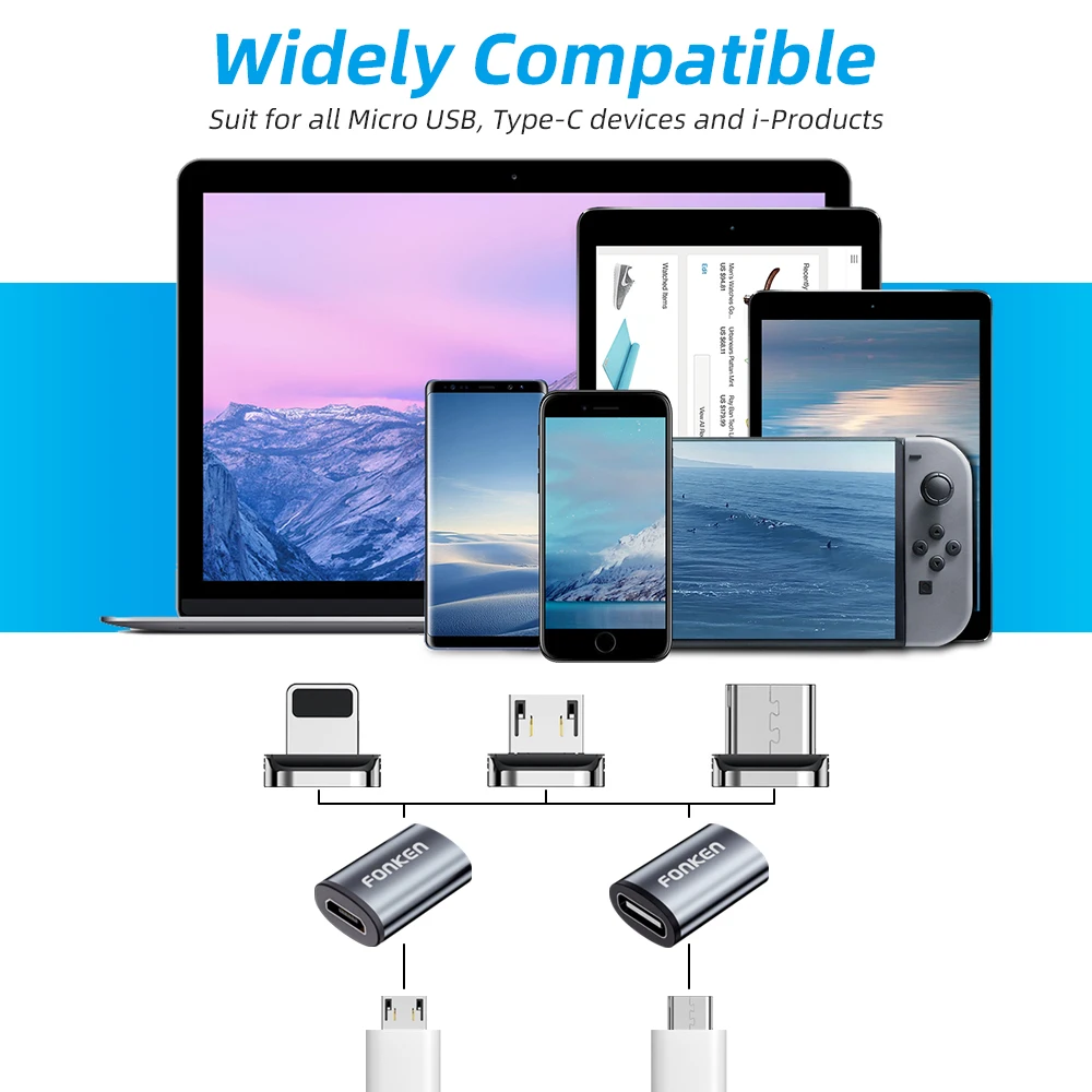 FONKEN USB кабель Магнитный адаптер Micro Тип C магнитный разъем для зарядного