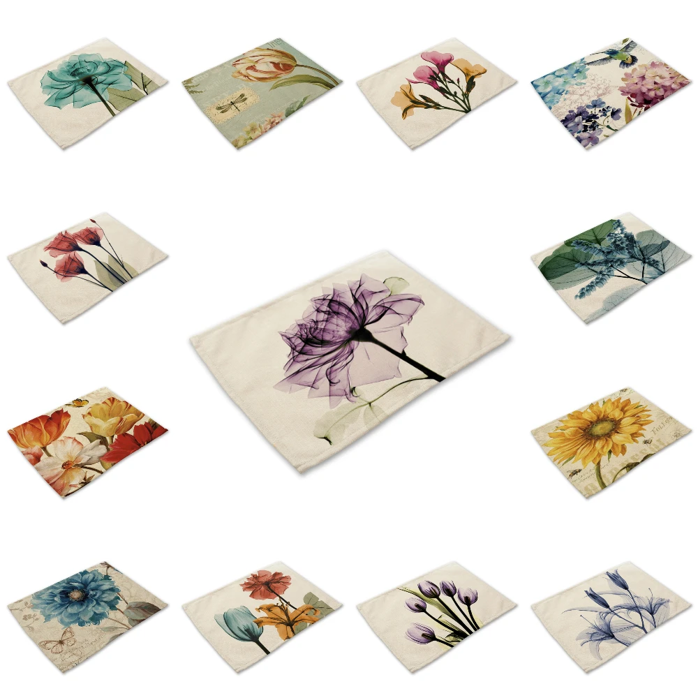 Lychee 42*32cm Plant Series Placemat Flax Table Mat Anti-scalding Pad DIY Kitchen Decoration Dining Accessories | Дом и сад