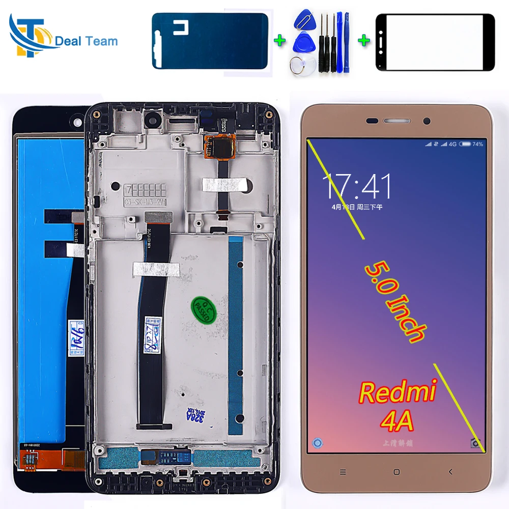 По сделке команда ЖК-дисплей для Xiaomi Redmi 4A 5,0 дюймов сенсорный экран для Xiaomi Redmi 4A Pro глобальная дигитайзер Рамка с бесплатными инструментами