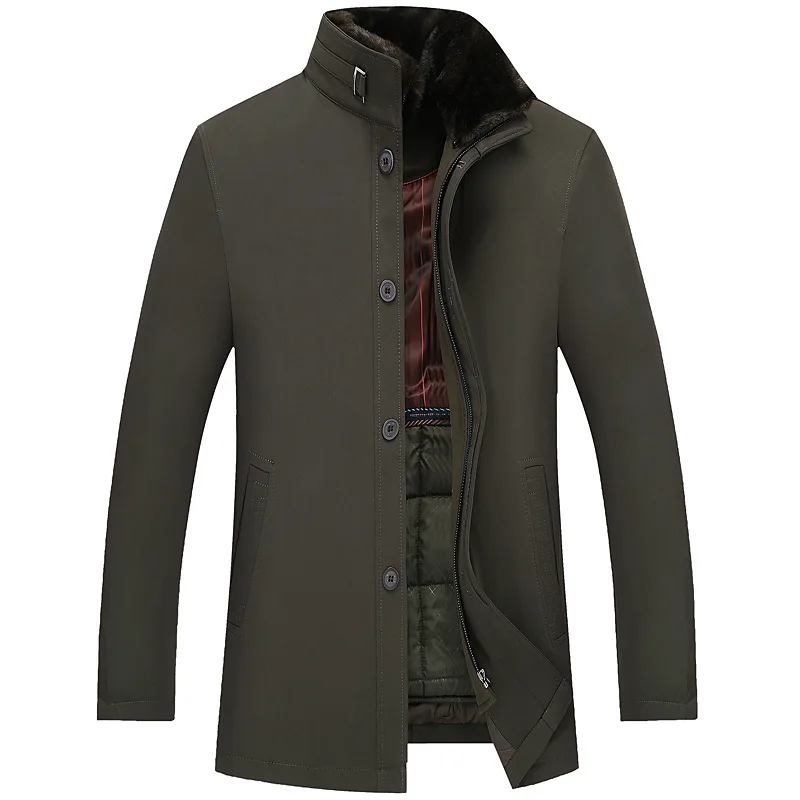 Army green Новое поступление, Мужское пальто, модная деловая мужская куртка со съемной подкладкой, мужские парки на осень и зиму, Толстая Повседневная стеганая куртка для мужчин - Цвет: Army green