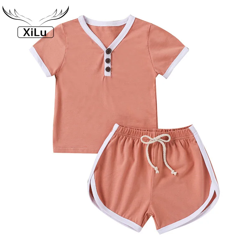 

Sports and Leisure Infant and Toddler Solid Color Stitching Two-piece Suit Toddler Girl Clothes Girls Clothing Fashion Clothes