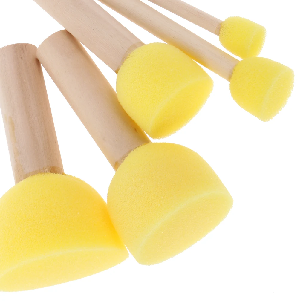 

MagiDeal 5 Pieces Wooden Handle Stencil Sponge Brush Craft Art Painting Furniture Craft Paint Foam Tools Drawing Toys Yellow