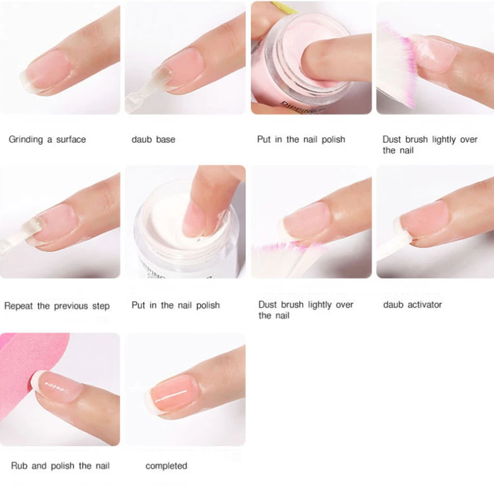 

Chrome Pigment Manicure Tool DIY Desiccant Polish Fast Dry Home Portable Shining Dipping Powder Set Salon Nail Art Glitter