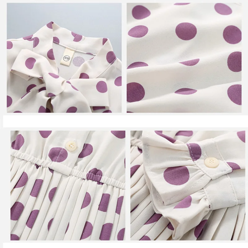 2020 Spring Autumn Kids Clothing Big Girl Boutique Chiffon Dresses Fashion Polka Dot Dress for Girls Age 4 5 6 7 8 9 10 11 12 13 | Детская