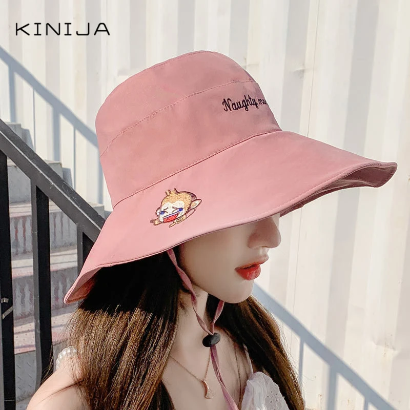 Новинка высокое качество милая вышитая Кепка в рыбацком стиле Женская весенне