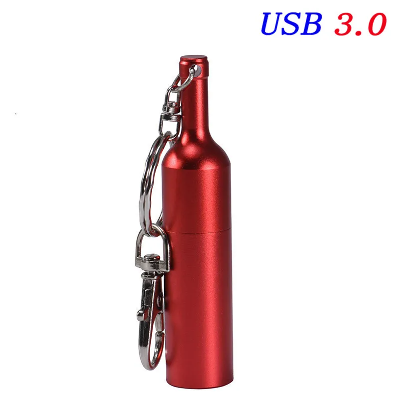 JASTER USB 3.0 hot metal wine bottle usb flash drive disk keychain memory stick Pen drive personalized gift Over 10pcs Free logo - Цвет: Red