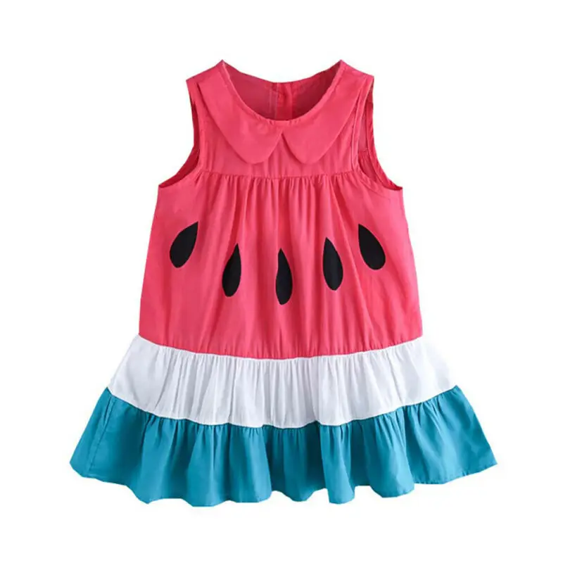 

Watermelon Baby Toddler Girls Sleeveless Ruffle Dress Summer Party Beach Holiday