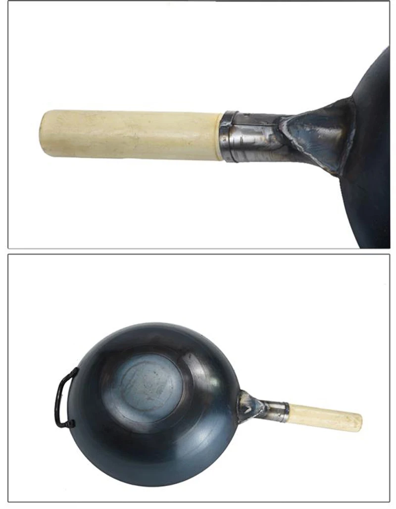 2 мм деревянная ручка из чистого железа кастрюля нержавеющей стали без покрытия