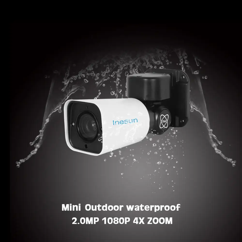 Inesun мини наружная PoE PTZ IP камера безопасности 2MP HD 1080P 4X оптическая зум IP66