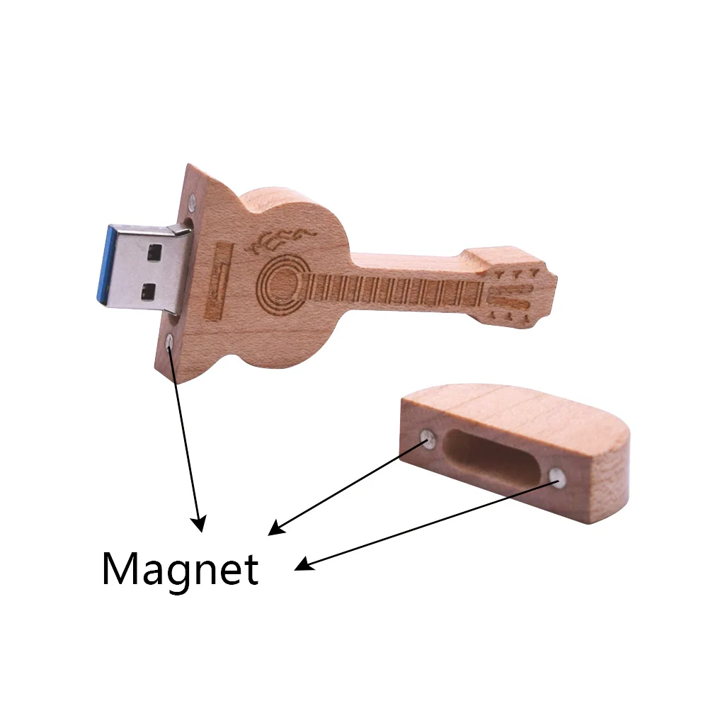 Maple Wood USB Flash Drive 3.0 Guitar with Box 8GB 16GB 32GB 64GB 128GB Pendrive Over 10pcs Free Customize Logo for Gift | Компьютеры и