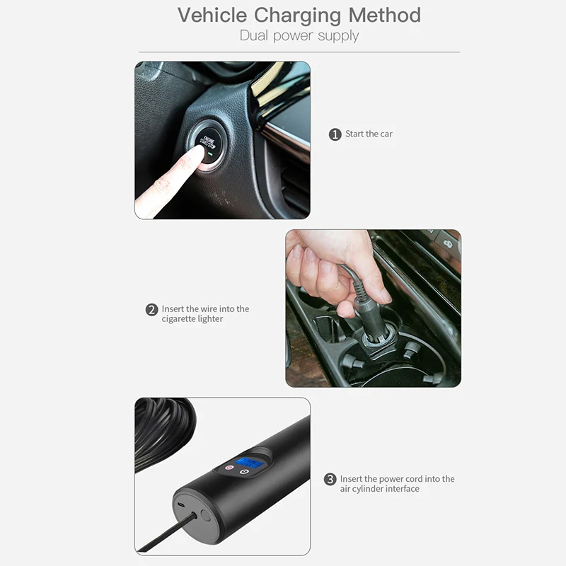 melhor Compressor De Ar Portátil Mini Inflator Bomba Pneu Ar Sem Fio Inteligente Para Bicicleta Motocicleta SDF-SHIP