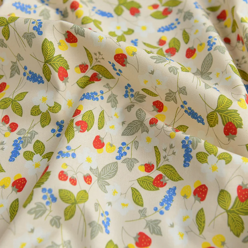 Полуметровая ткань из 100% хлопка с мультяшным принтом лисы гриба клубники для