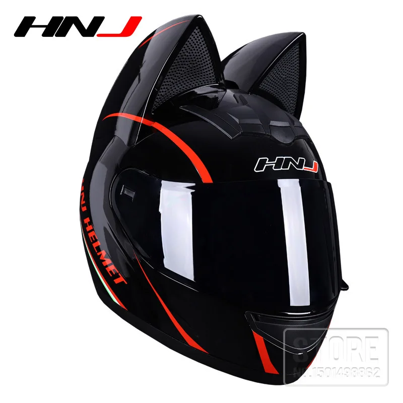 

Woman Motorcycle Helmet Cat Ear individuality Full Face Motocross Helmet Casco Moto Motorcycle Motorbike Riding Capacete Casque