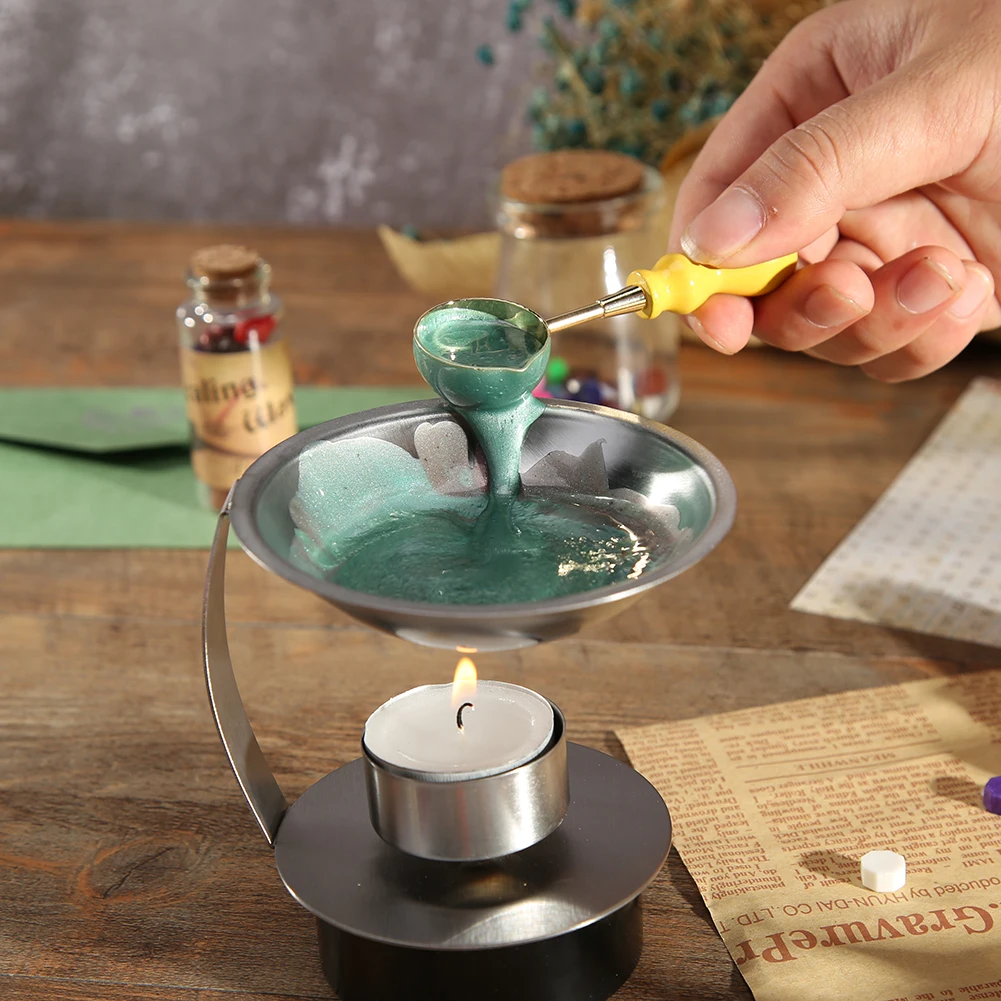 

Invitation Cards Decorative Stamps Craft Vintage Wood Handle Sealing Wax Spoon Album Seal Stamp Wax Melting Burning Scoop