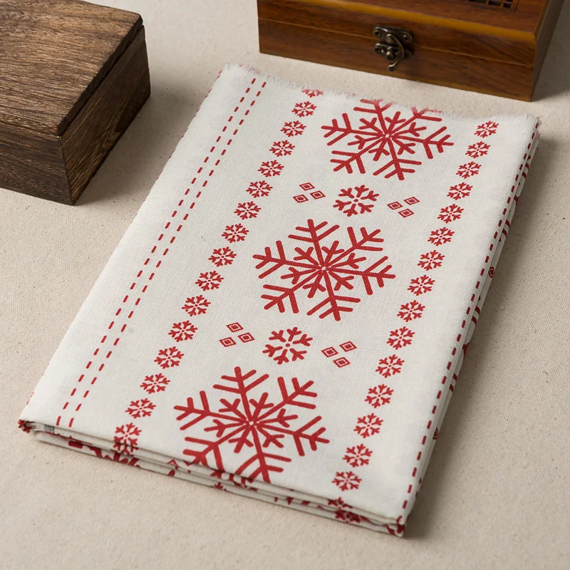 100*150 см льняная ткань Рождественская Снежинка печатная наволочка для дома