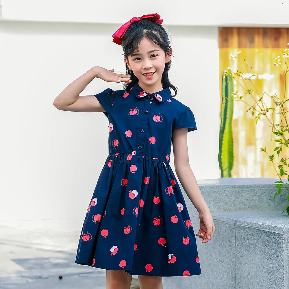 

Teen Dress for Girls Clothing Summer New Children Shirt Dress 2021 Printed Cotton Kids Princess Dress Girls Dress 10 12 13 Years