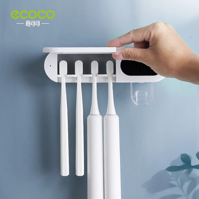 ECOCO Toothbrush Sterilizer Automatic induction UV Rechargeable Drying Wall-mounted Tooth Brush Holder Bathroom Accessories | Дом и сад