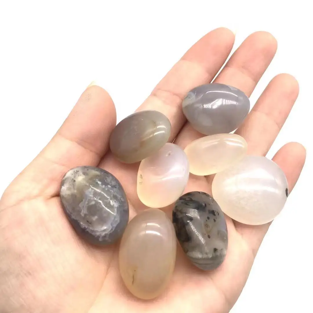 

8pc 20mm-25mm Bulk Wholesale Polishing Dentritic Agate Tumbled Gravel Stone for Decoration