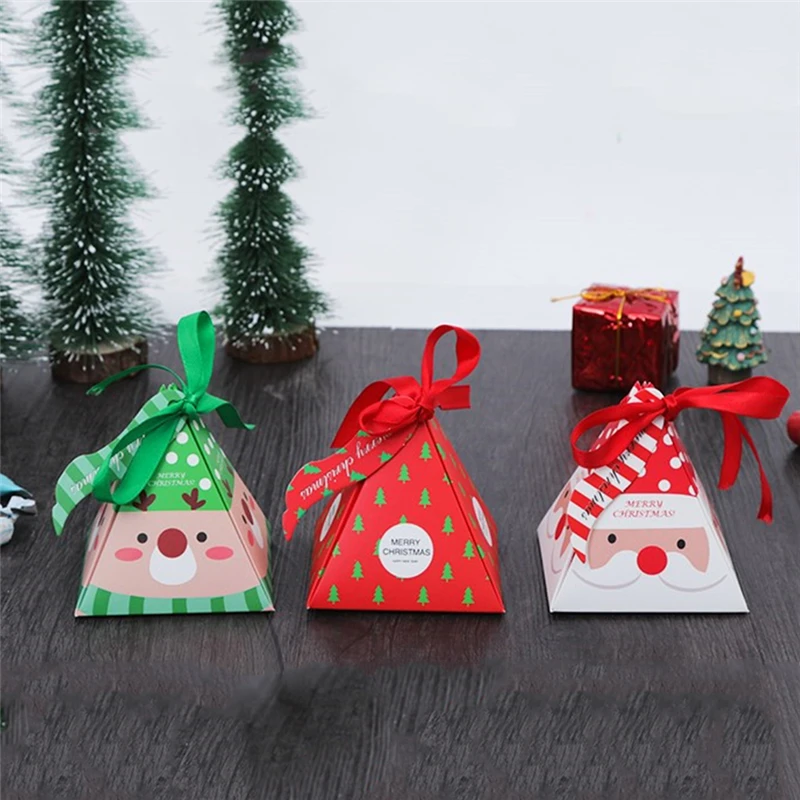 10 PCS/Set Red Green Merry Christmas Candy Box Tree Gift Paper Container Supplies | Дом и сад