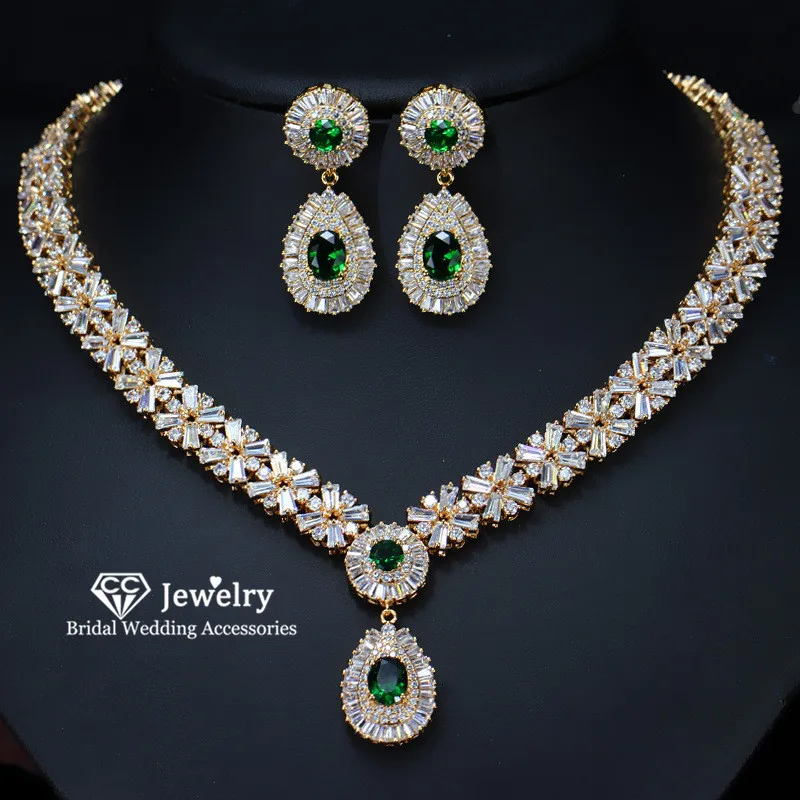 CC роскошный комплект ювелирных изделий подвески серьги ожерелье кулон свадебные