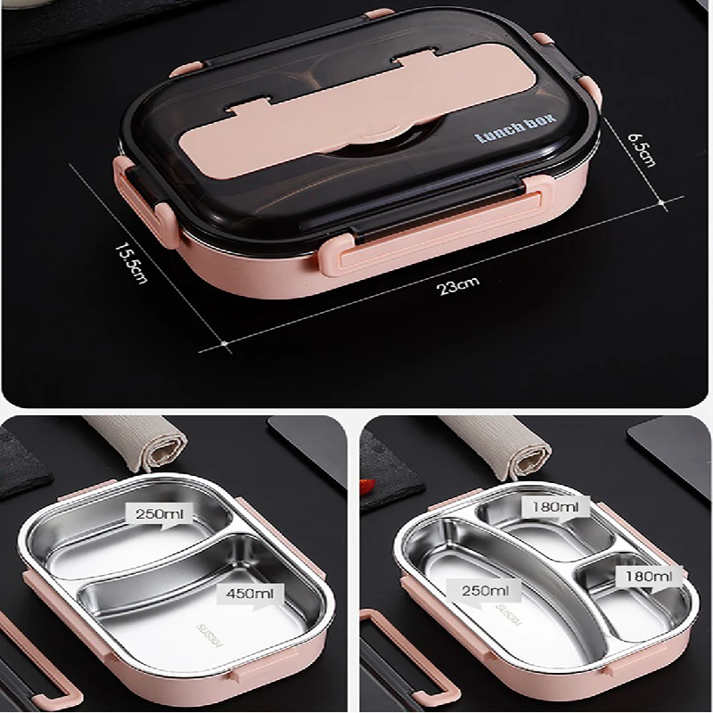 

Portable 304 Stainless Steel Lunch Box 2020 New Hot Japanese Style Compartment Bento Box Kitchen Leakproof Food Container