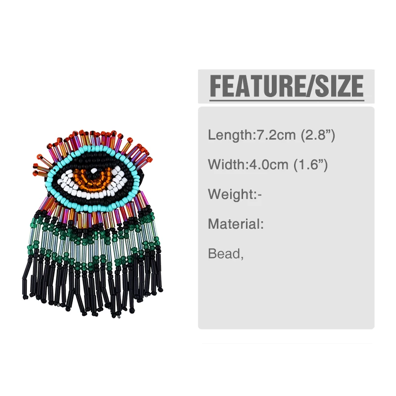 Женские серьги с бисером сглаза длинные ручной работы кисточками в стиле бохо