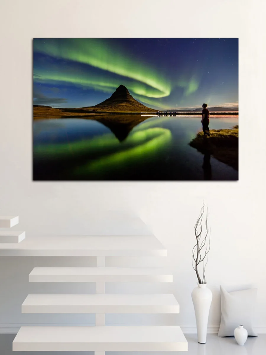Kirkjufell Iceland night human and nature view landscape posters on the wall picture home living room decoration bedroom KE946 | Дом и сад