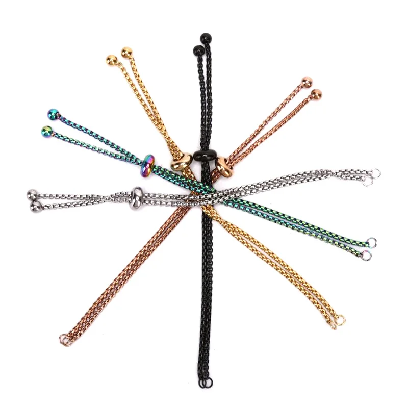 

3pcs/set Stainless Steel Adjustable Slider Chain For Jewelry Making DIY Loops Connector Pendants Bracelets Material Findings